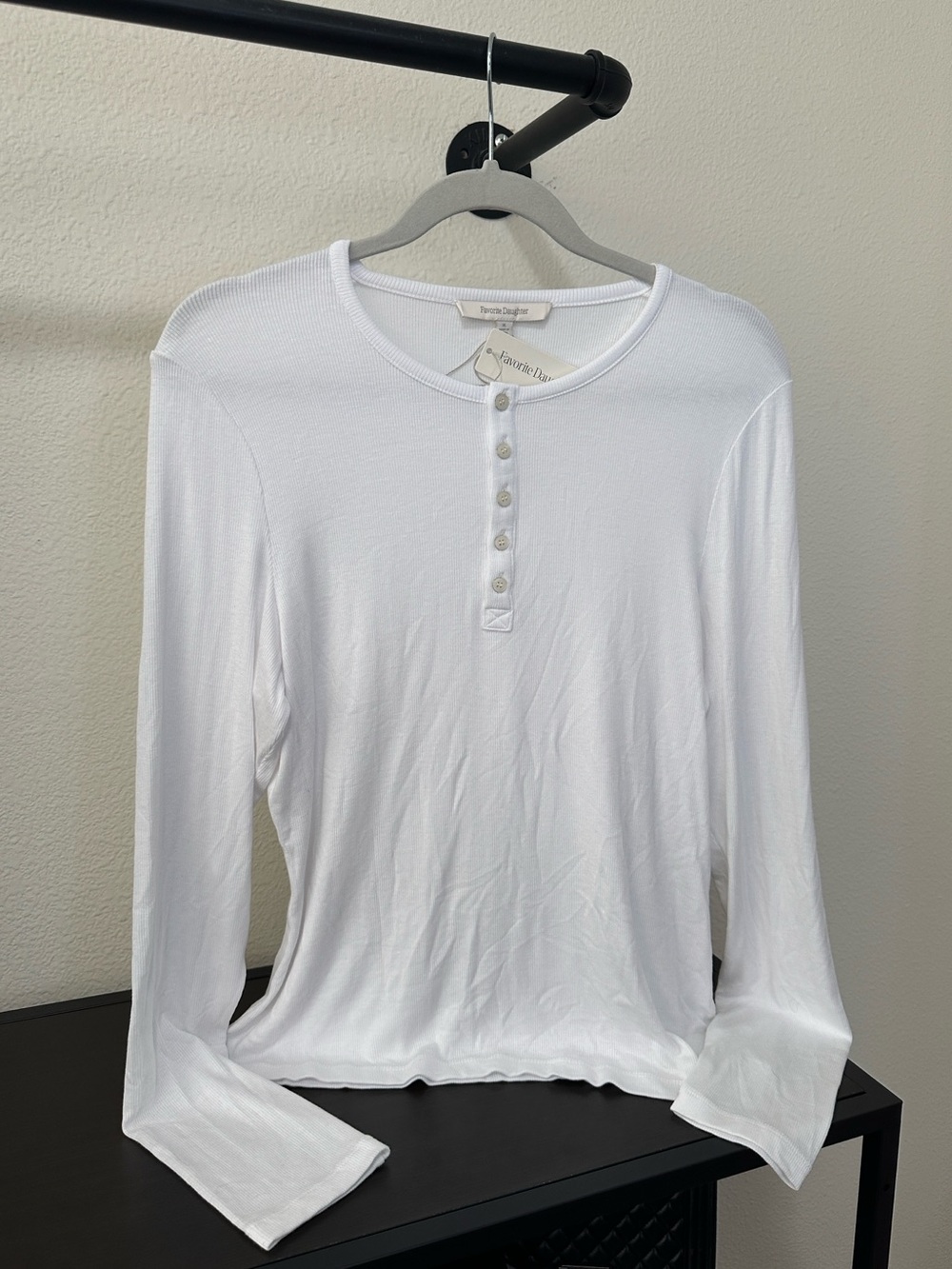 Favorite Daughter The Henley ribbed long sleeve Top